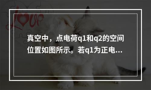 真空中，点电荷q1和q2的空间位置如图所示。若q1为正电荷