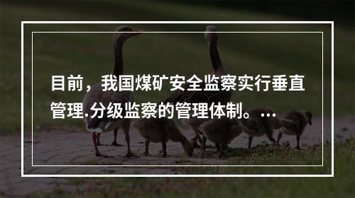 目前，我国煤矿安全监察实行垂直管理.分级监察的管理体制。煤矿