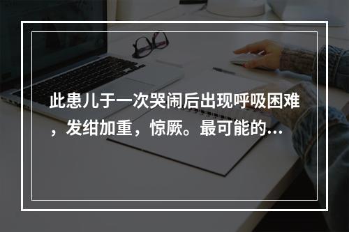 此患儿于一次哭闹后出现呼吸困难，发绀加重，惊厥。最可能的诊断