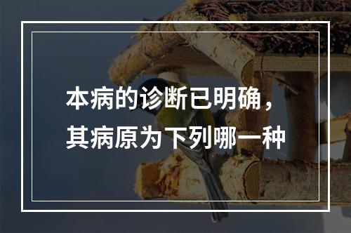 本病的诊断已明确，其病原为下列哪一种