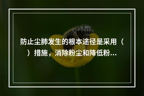 防止尘肺发生的根本途径是采用（　）措施，消除粉尘和降低粉尘浓