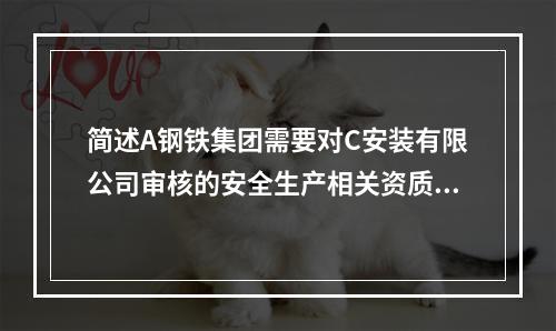 简述A钢铁集团需要对C安装有限公司审核的安全生产相关资质。