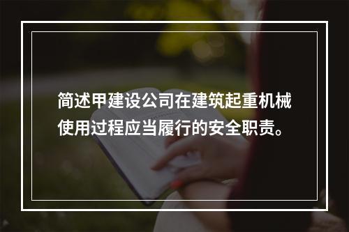 简述甲建设公司在建筑起重机械使用过程应当履行的安全职责。