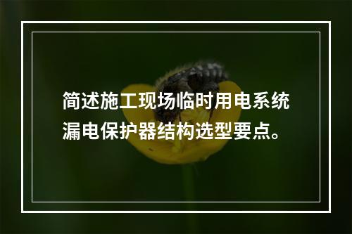 简述施工现场临时用电系统漏电保护器结构选型要点。