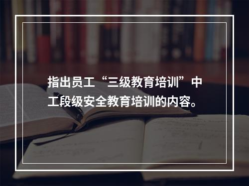 指出员工“三级教育培训”中工段级安全教育培训的内容。