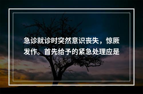 急诊就诊时突然意识丧失，惊厥发作。首先给予的紧急处理应是