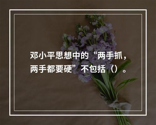 邓小平思想中的“两手抓，两手都要硬”不包括（）。