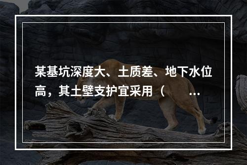 某基坑深度大、土质差、地下水位高，其土壁支护宜采用（　　）