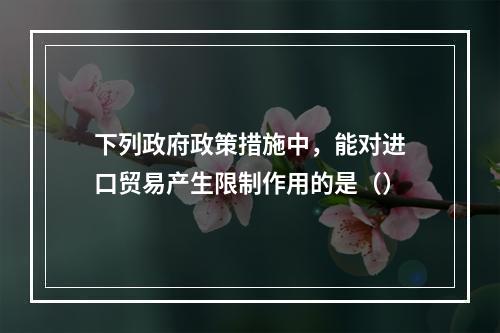 下列政府政策措施中，能对进口贸易产生限制作用的是（）