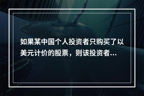 如果某中国个人投资者只购买了以美元计价的股票，则该投资者承担