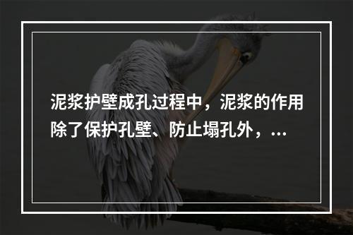 泥浆护壁成孔过程中，泥浆的作用除了保护孔壁、防止塌孔外，还