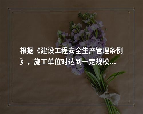 根据《建设工程安全生产管理条例》，施工单位对达到一定规模的危