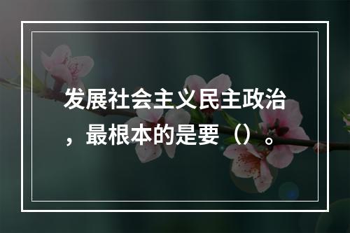 发展社会主义民主政治，最根本的是要（）。