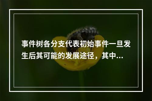 事件树各分支代表初始事件一旦发生后其可能的发展途径，其中导