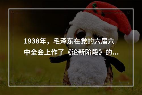 1938年，毛泽东在党的六届六中全会上作了《论新阶段》的政治