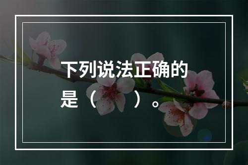 下列说法正确的是（　　）。