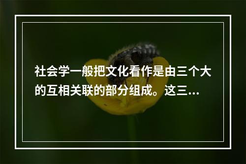 社会学一般把文化看作是由三个大的互相关联的部分组成。这三个部