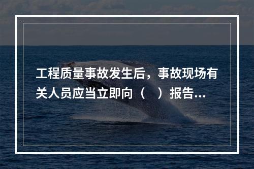 工程质量事故发生后，事故现场有关人员应当立即向（　）报告。