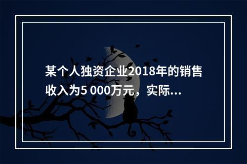 某个人独资企业2018年的销售收入为5 000万元，实际支出