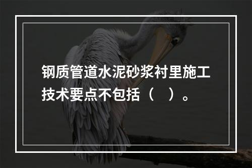 钢质管道水泥砂浆衬里施工技术要点不包括（　）。