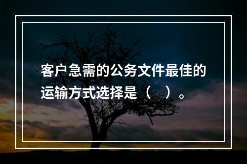 客户急需的公务文件最佳的运输方式选择是（　）。