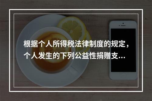 根据个人所得税法律制度的规定，个人发生的下列公益性捐赠支出中