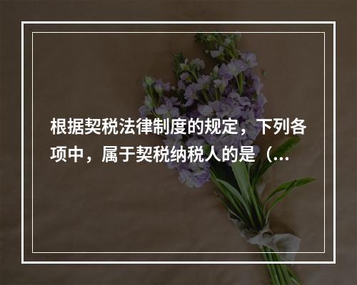 根据契税法律制度的规定，下列各项中，属于契税纳税人的是（）。