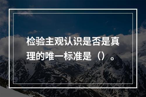 检验主观认识是否是真理的唯一标准是（）。