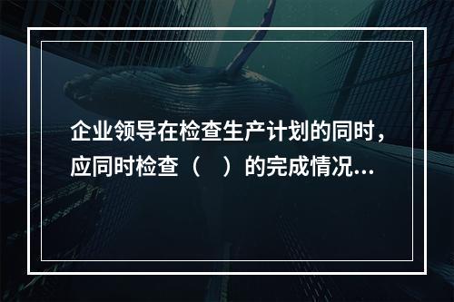 企业领导在检查生产计划的同时，应同时检查（　）的完成情况。