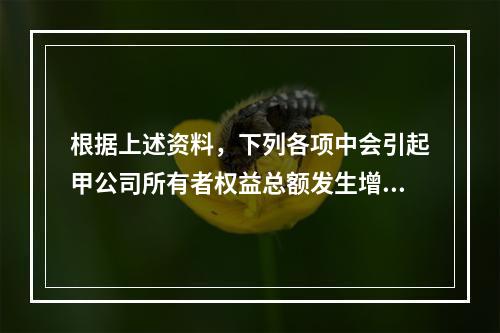 根据上述资料，下列各项中会引起甲公司所有者权益总额发生增减变