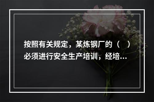 按照有关规定，某炼钢厂的（　）必须进行安全生产培训，经培训单