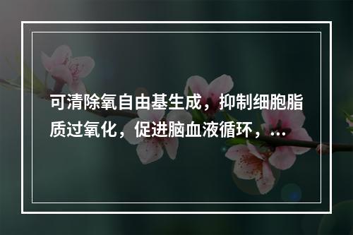 可清除氧自由基生成，抑制细胞脂质过氧化，促进脑血液循环，改善