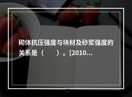 砌体抗压强度与块材及砂浆强度的关系是（　　）。[2010年