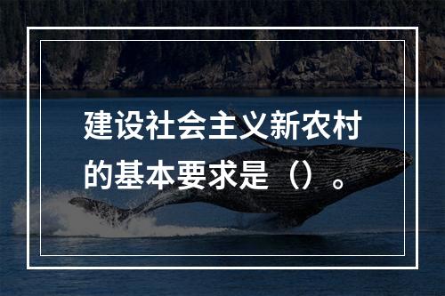 建设社会主义新农村的基本要求是（）。