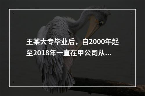 王某大专毕业后，自2000年起至2018年一直在甲公司从事维