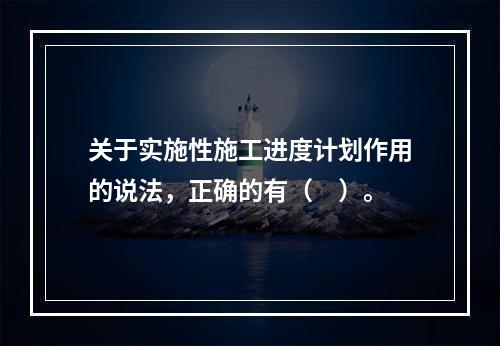 关于实施性施工进度计划作用的说法，正确的有（　）。