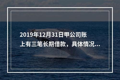 2019年12月31日甲公司账上有三笔长期借款，具体情况如下