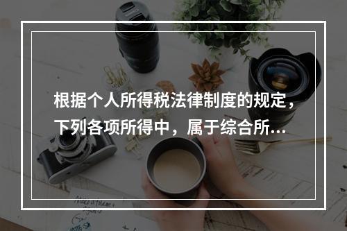 根据个人所得税法律制度的规定，下列各项所得中，属于综合所得的