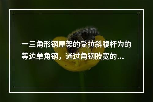 一三角形钢屋架的受拉斜腹杆为的等边单角钢，通过角钢肢宽的两