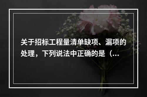 关于招标工程量清单缺项、漏项的处理，下列说法中正确的是（　）