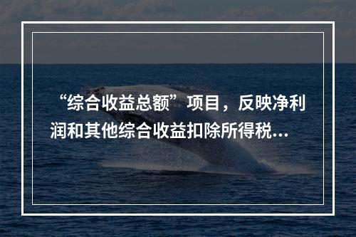 “综合收益总额”项目，反映净利润和其他综合收益扣除所得税影响