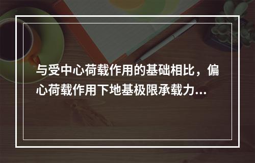 与受中心荷载作用的基础相比，偏心荷载作用下地基极限承载力将