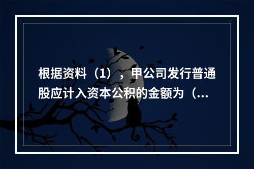 根据资料（1），甲公司发行普通股应计入资本公积的金额为（　）