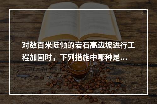 对数百米陡倾的岩石高边坡进行工程加固时，下列措施中哪种是经