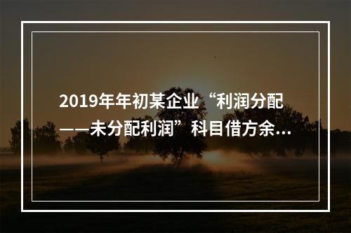 2019年年初某企业“利润分配——未分配利润”科目借方余额2