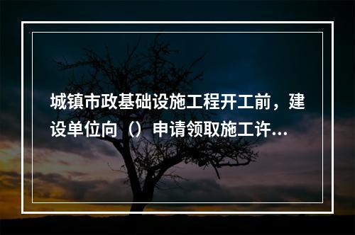 城镇市政基础设施工程开工前，建设单位向（）申请领取施工许可证