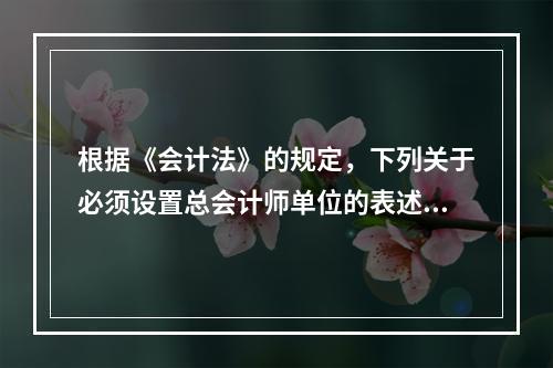 根据《会计法》的规定，下列关于必须设置总会计师单位的表述中，