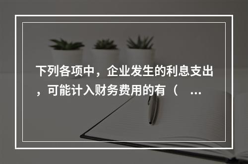 下列各项中，企业发生的利息支出，可能计入财务费用的有（　）。