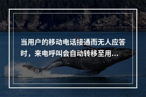 当用户的移动电话接通而无人应答时，来电呼叫会自动转移至用户预