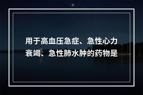 用于高血压急症、急性心力衰竭、急性肺水肿的药物是